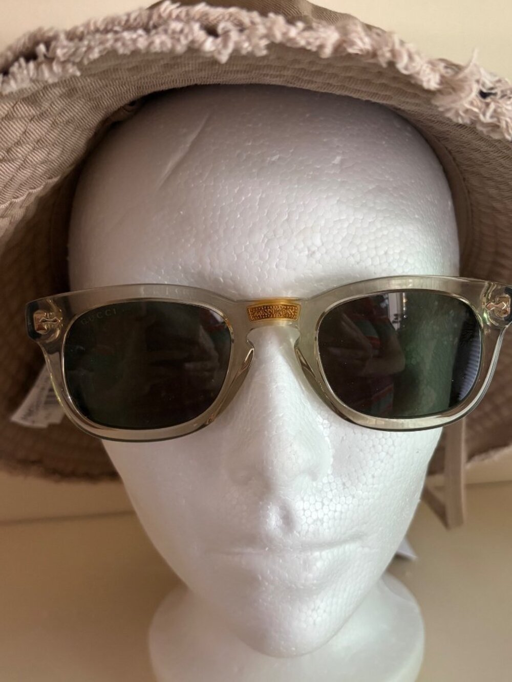 Gucci GG0182S Square-Frame Luxury Sunglasses Transparent Acetate Frame Green/Gre - Picture 2 of 16